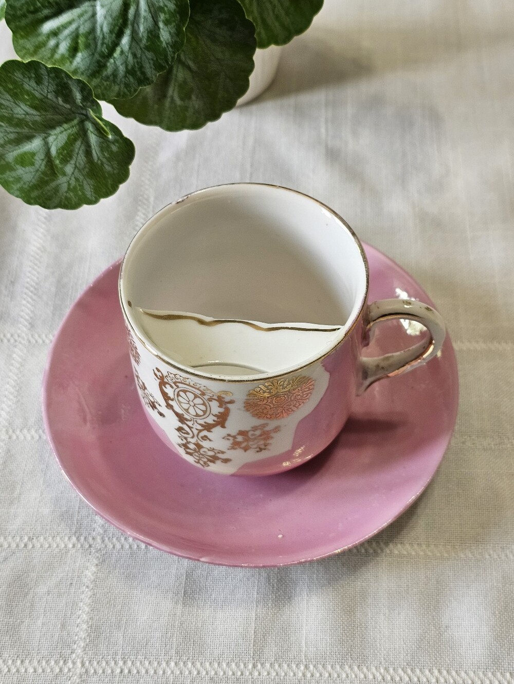 Antique Mustache Teacup and Saucer